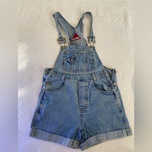 Vintage Y2K No Boundaries Denim Overall Shorts Shortalls Preowned Women’s Small